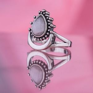 Water Droplet Design Natural Moonstone Ring